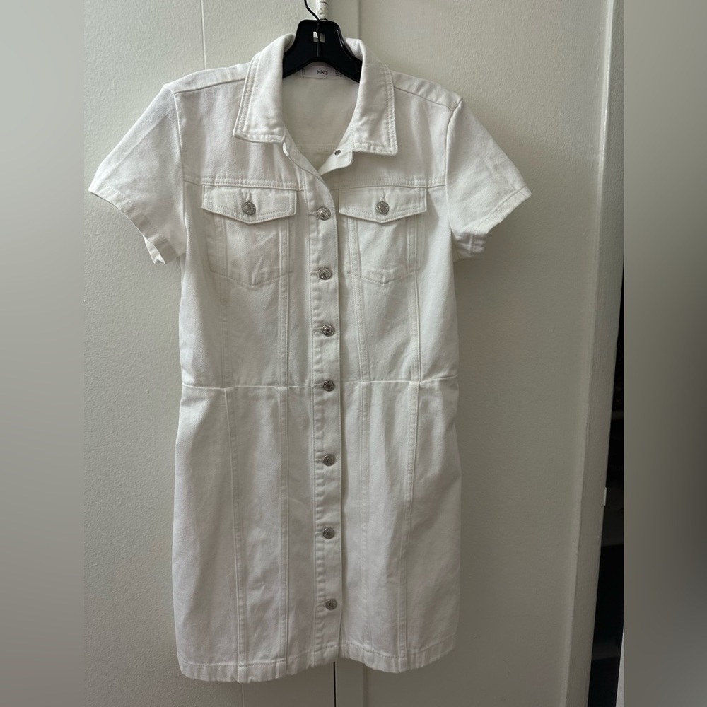 MANGO— White Jean Mini Dress, NEVER WORN